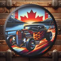 Hot rod cruising by a lake at sunset LED sign