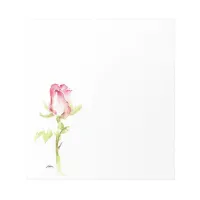 Single Watercolor Pink Red Rose Handpainted Notepad