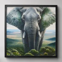 Close up of Elephant Face, Tusks, Trunk Peel And Stick Photo Tile