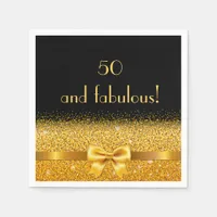 50 fabulous birthday black gold bow elegant napkins