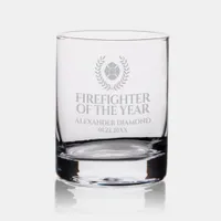 Elegant Firefighter of the Year Red Marble Rocks Glass