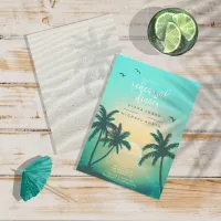 Tropical Isle Sunrise Rehearsal Dinner Teal ID581 Invitation