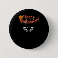 Spooky Skeleton Hands. Happy Halloween.  Button