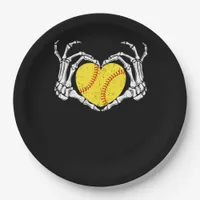 Skeleton Hands Heart Halloween Costume Softball Paper Plates