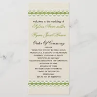 FAUX burlap and lace lime country wedding Program