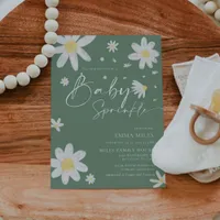 Baby Sprinkle, Daisy Sage Green Baby shower Invitation