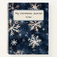 Simple Dark Blue with Snowflakes Notebook