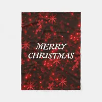 Snowflakes Red Background Fleece Blanket