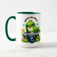 Funny Songbird Sitting on a Camera Mug