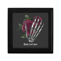 Burgundy Floral Skeleton Hand Gothic Gift Box