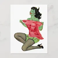 Halloween Retro Zombie Pinup  Postcard