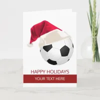 Christmas Soccer Ball Santa Hat Greeting Cards