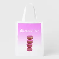 Macaron love pink pink reusable grocery bag