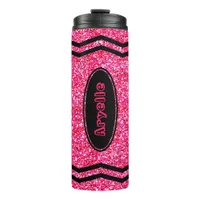 Custom Kids Name Hot Pink Glitter Crayon Tumbler