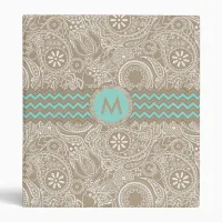 Paisley Chevron Monogram Beige PCMX 3 Ring Binder