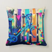 Colorful Art Bicycle Throw Pillow