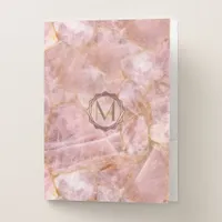 Stone Monogram Rose Quartz ID362 Pocket Folder