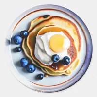 Pancakes and Fried Eggs Breakfast Classic Round Sticker