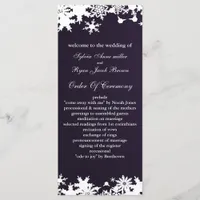 purple snowflakes winter wedding program