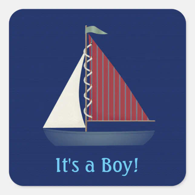 Cute Blue Toy Sailboat Square Sticker