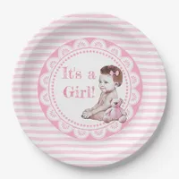It's a Girl African American Baby Shower Paper Plates
