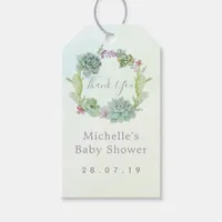 Watercolor Succulents Baby Shower Thank You Gift Tags