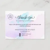 *~* Logo QR  . PASTEL Abstract Thank You Branding  Enclosure Card