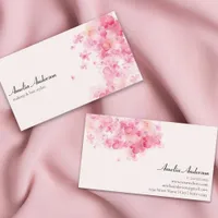 Floral Feminine Pink Makeup Artist Hair Stylist Business Card