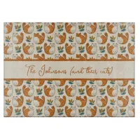 Orange and White Cats Naive Art Style Color Block Cutting Board