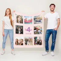 Best friends rose gold blush pink photo collage fleece blanket