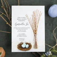 Rustic Bird Nest Eggs Pussy Willows Bridal Shower Invitation