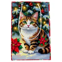Festive Feline | Cute Christmas Cat Medium Gift Bag