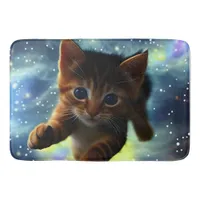 Kitten Flying In Space  Bath Mat