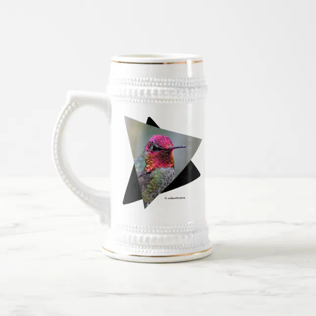 Stunning Male Anna's Hummingbird in Plum Tree Beer Stein