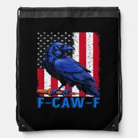 Crow Raven Funny F-Caw-F Minimal Clean Drawstring Bag