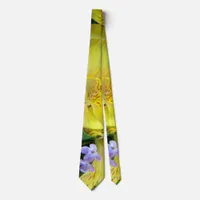 Yellow Daylilies & Purple Lilac Flowers Neck Tie
