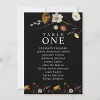 Black Boho Wildflower Table Seating Chard Cards