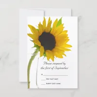 Sunflower on White Wedding RSVP Response Card