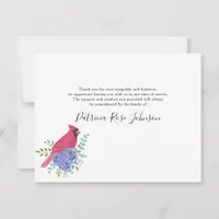 Cardinal Red Bird Funeral Thank You Note Card