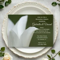 White Tulip Green Spring Wedding Rehearsal Dinner Invitation