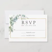 Woodland Eucalyptus Forest Greenery Wedding RSVP Card