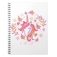Unicorn in Pink and Orange Notebook