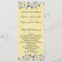 Yellow and Gray Vintage Flourish Wedding Program