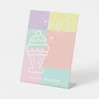 Retro Coffee and Tea Love is Brewing Ice Cream Pedestal Sign