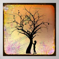 Mystical  Women and Tree Silhouette Poster