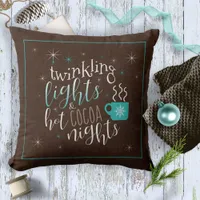 Twinkling Lights Hot Cocoa Nights ID593 Throw Pillow