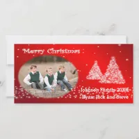 Your Photo Christmas Tree Red Holiday Card