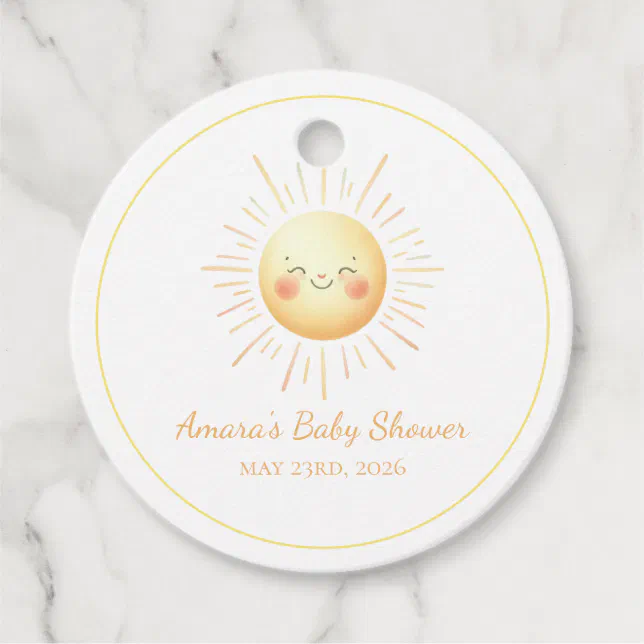 Cute Yellow Watercolor Sunshine Gender Neutral  Favor Tags