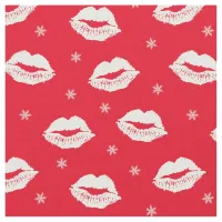 Christmas Kisses Red and White Pattern Fabric