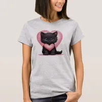 Adorable Black Valentine Kitten T-Shirt